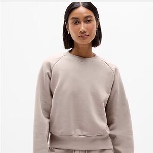 Athleta Forever Fleece Relaxed Crew Sweatshirt-Mortar Mushroom